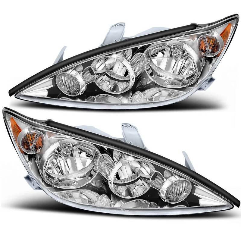YITAMOTOR® 2005-2006 Toyota Camry LE XLE Chrome Headlights Assembly with Amber Reflector(Driver and Passenger Side)