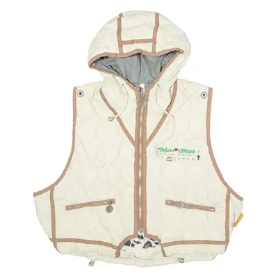 POLAR BEAR Womens Quilted Gilet Cream 90s Hooded S