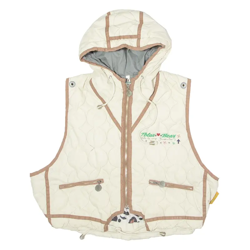 POLAR BEAR Womens Quilted Gilet Cream 90s Hooded S