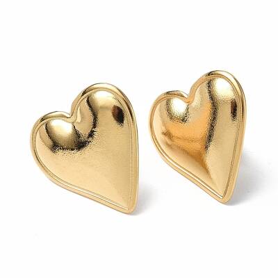 Ion Plating(IP) 304 Stainless Steel Heart Stud Earrings for Women