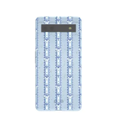 Powder Blue Bows and Blossoms Google Pixel 6a Case