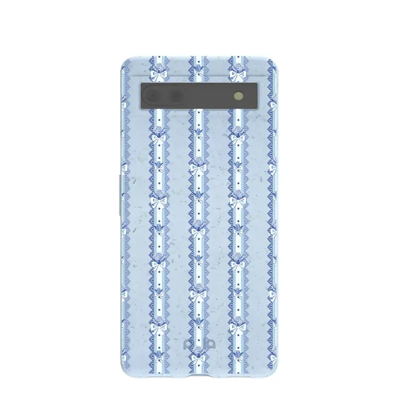 Powder Blue Bows and Blossoms Google Pixel 6a Case