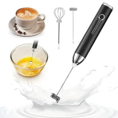 2 in 1 Electric Coffee Mixer, USB Rechargeable Handheld Milk Frother, Kitchen Egg Beater, Household Kitchen Appliances for Co...