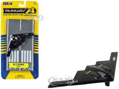 Northrop Grumman B-2 Spirit Stealth Aircraft Black United States Air Force with Runway Section Diecast Model Airplane by Ru...