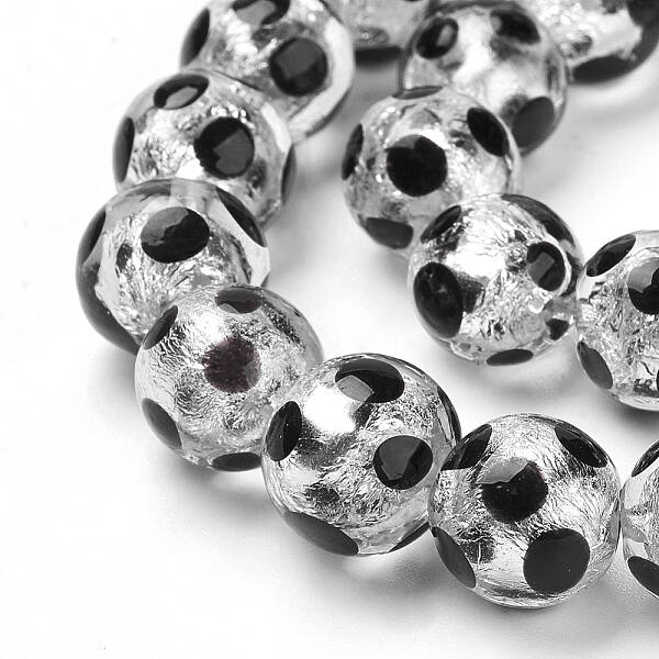 Handmade Silver Foil Lampwork Beads Strands