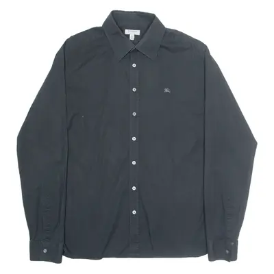 BURBERRY Slim Fit Mens Plain Shirt Black Long Sleeve L