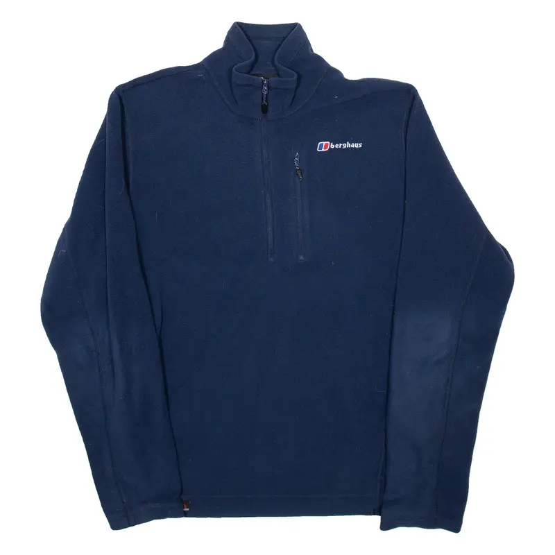 BERGHAUS Fleece Mens Sweatshirt Blue 1/4 Zip L