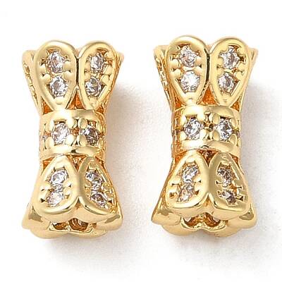 Brass Micro Pave Cubic Zirconia Beads