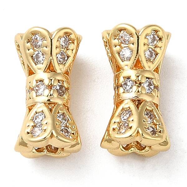 Brass Micro Pave Cubic Zirconia Beads