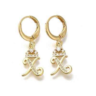 Brass Clear Cubic Zirconia Hoop Earrings