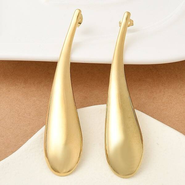 Ion Plating(IP) 304 Stainless Steel Teardrop Stud Earrings for Women