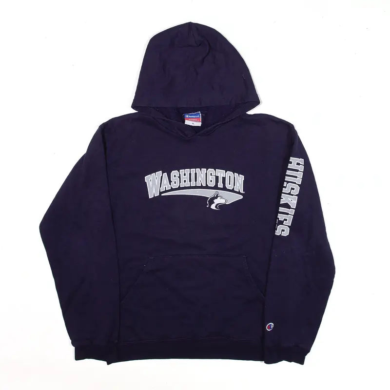 CHAMPION Washington Huskies Football Hoodie Purple Pullover USA Boys M