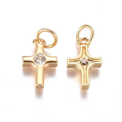 Brass Tiny Cross Charms