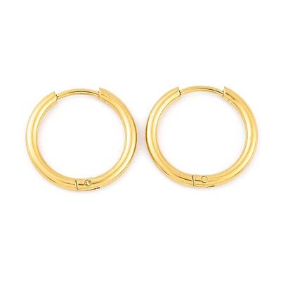 Ion Plating(IP) Round Ring 304 Stainless Steel Hoop Earrings for Women