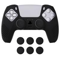eXtremeRate PlayVital Black 3D Studded Edition Anti-Slip Silicone Cover Skin for ps5 Controller, Soft Rubber Case Protector f...