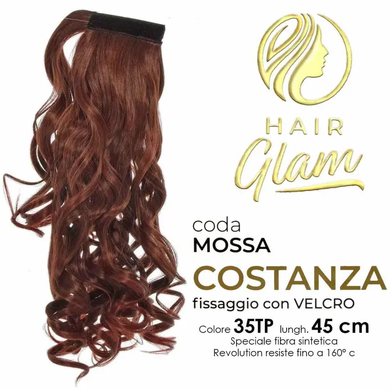 HAIR GLAM COSTANZA WAVY PONY WITH VELCRO FIBER REVOLUTION Length 35TP 45cm