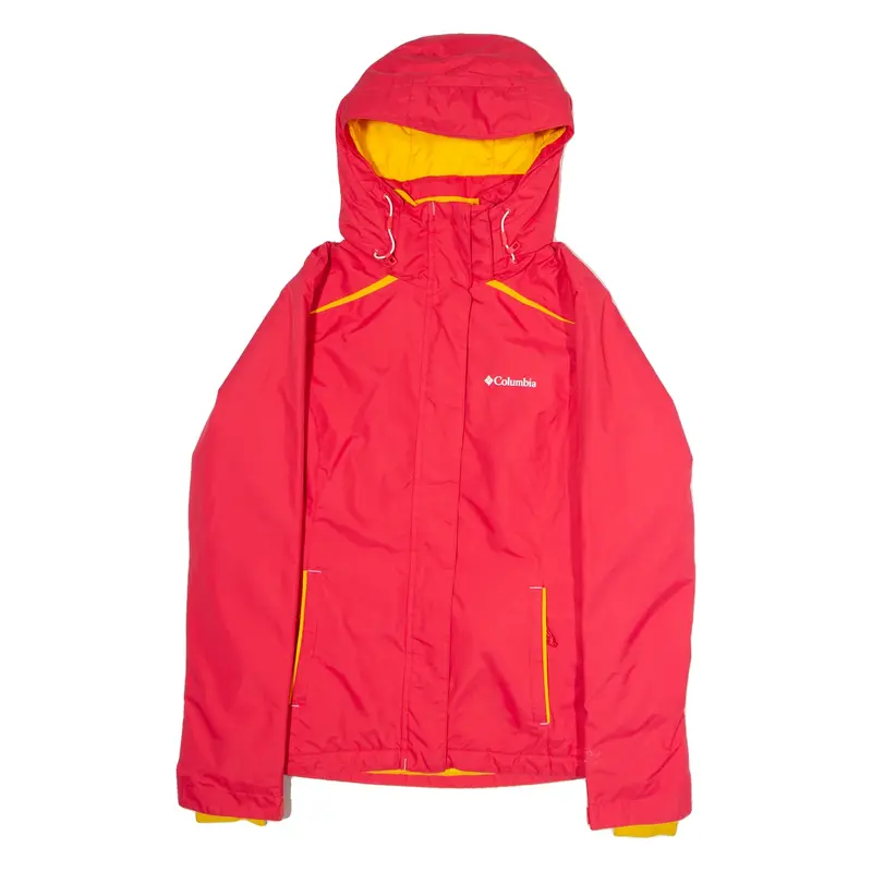 COLUMBIA Womens Ski Jacket Red Nylon Hooded S