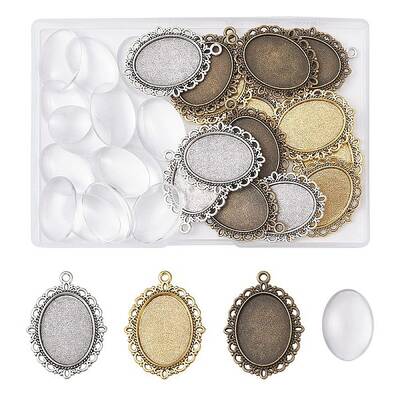 DIY Blank Oval Dome Pendant Making Kit