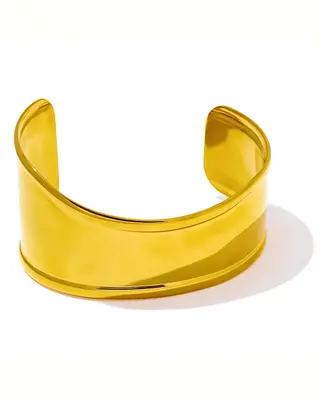 18K Gold Cuff Bracelet - Twig Geometric Hollow
