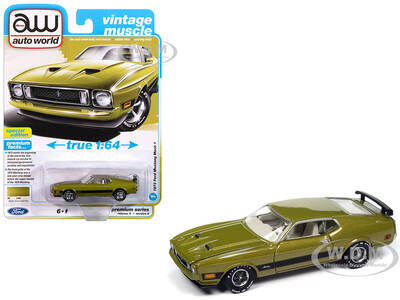 1973 Ford Mustang Mach 1 Bright Green Gold Metallic with Black Stripes \
