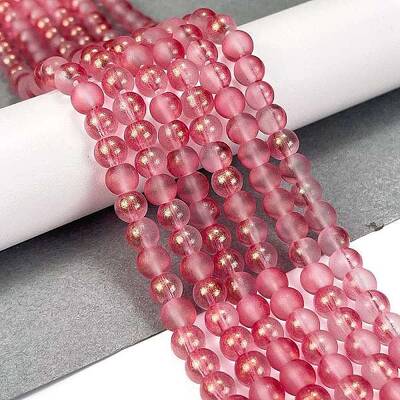 Frosted Transparent Glass Bead Strands