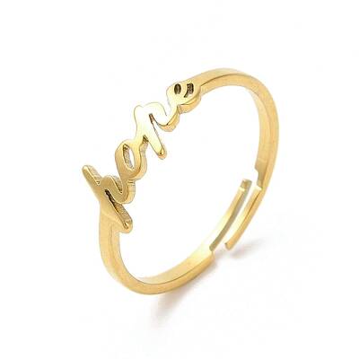 Ion Plating(IP) 304 Stainless Steel Word Hope Adjustable Ring