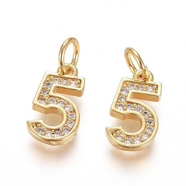 Brass Micro Pave Clear Cubic Zirconia Charms