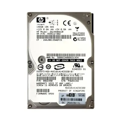 459512-002 HP 146GB 3Gb/s SAS 10000 2.5-inch Hard Drive