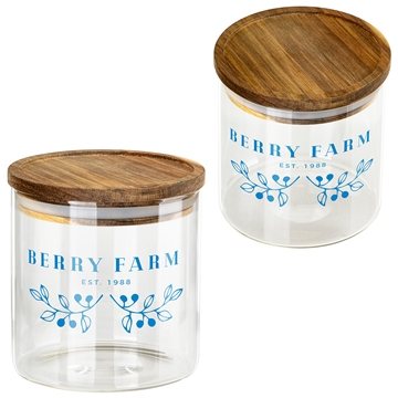 50 Custom Corsica 22 oz Glass Canister with Acacia Lid - ...