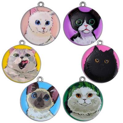 18Pcs 6 Style Printed Alloy Pendants