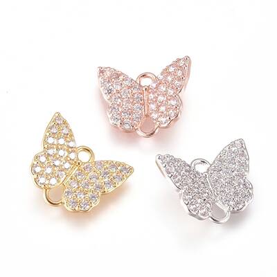 Brass Micro Pave Cubic Zirconia Links