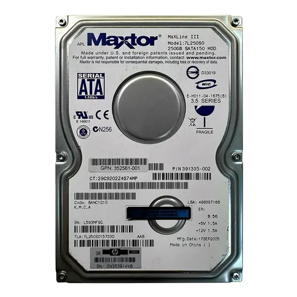 7L250S0 Maxtor MaXLine III 250GB 7200RPM SATA 1.5Gb/s 16MB Cache 3.5-Inch Hard Drive