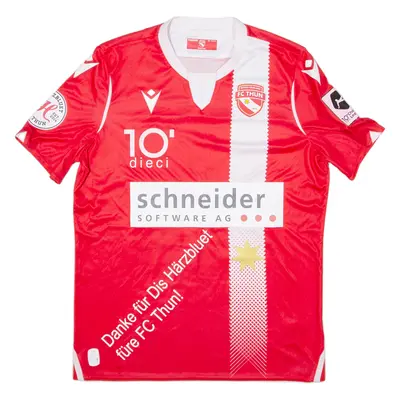 MACRON FC Thun Signed 2021-2022 Home Kit Mens Football Shirt Jersey Red M