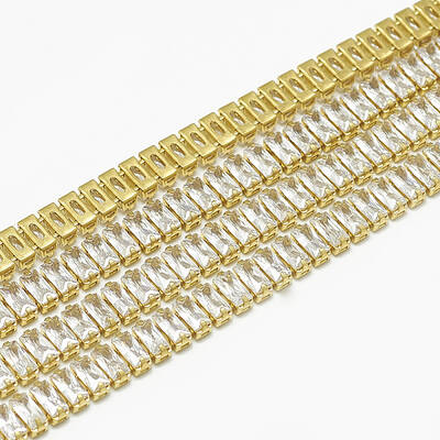 Brass Rectangle Cubic Zirconia Chains
