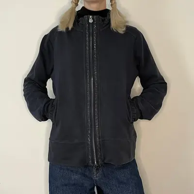 Champion Zip Up - Large Blue Cotton Blend