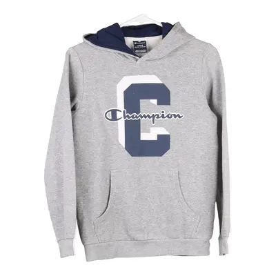 Age 11-12 Champion Spellout Hoodie - Large Grey Cotton Blend