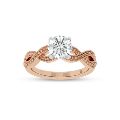 York Infinity Shank Round Lab Grown Diamond Engagement Ring | 18K Rose Gold 2 1/2 CT. TW.