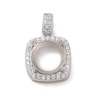 925 Sterling Silver Micro Pave Cubic Zirconia Pendant Setting