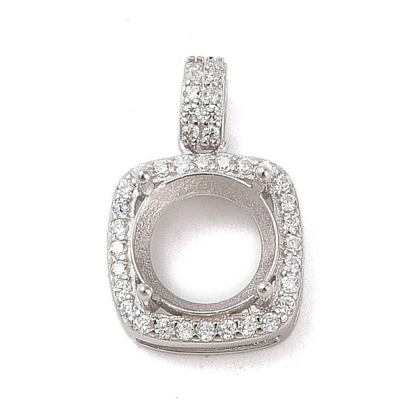 925 Sterling Silver Micro Pave Cubic Zirconia Pendant Setting