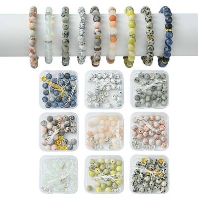 DIY Natural Howlite Round Beaded Stretch Bracelet Making Kit