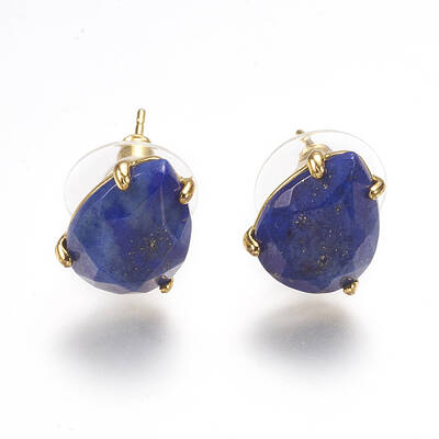 Natural Lapis Lazuli Stud Earrings