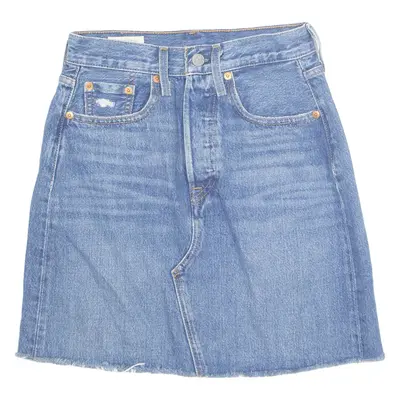 LEVI'S Premium E Womens Straight Skirt Blue Short Denim XS