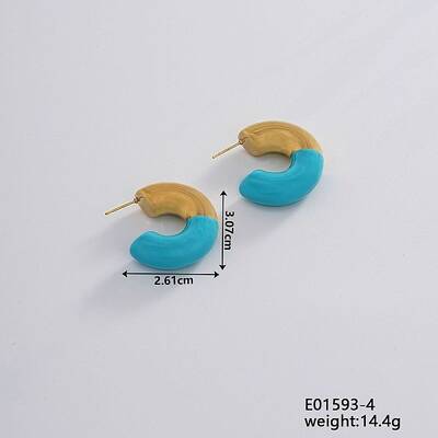 Vintage Retro Stainless Steel C-Shaped Stud Earrings for Women
