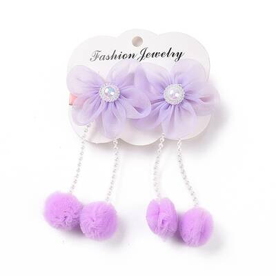 Flower Cloth Metallic Alligator Hair Clips