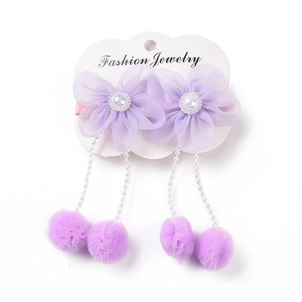 Flower Cloth Metallic Alligator Hair Clips