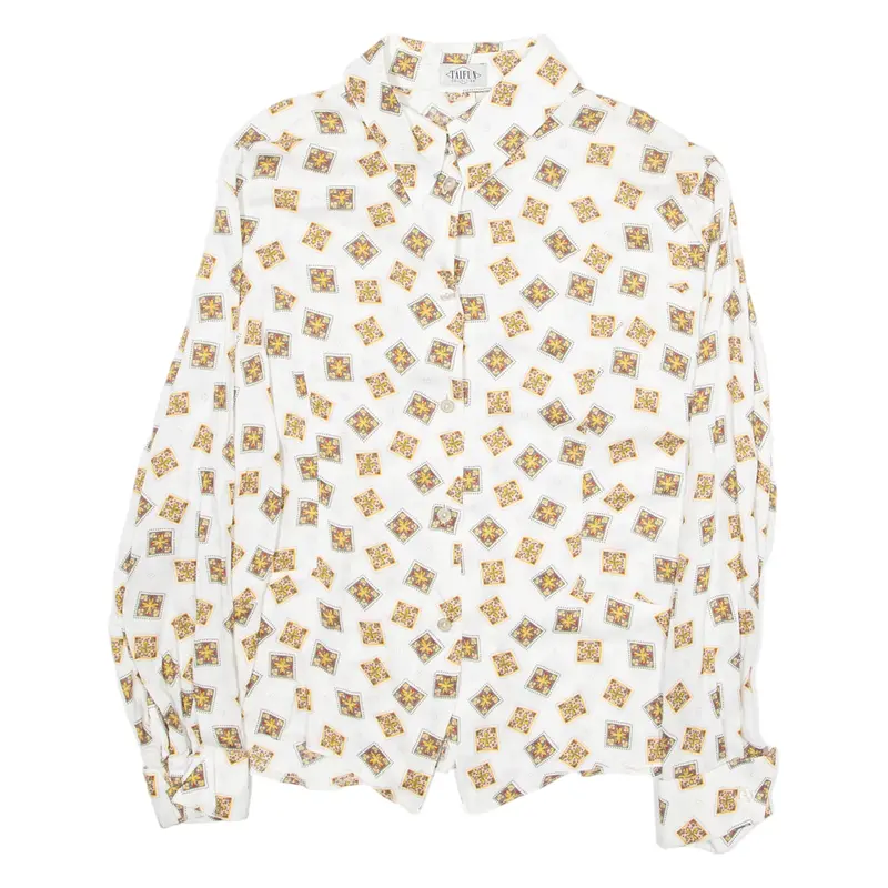 TAIFUN COLLECTION Womens Printed Shirt White Long Sleeve Crazy Pattern M