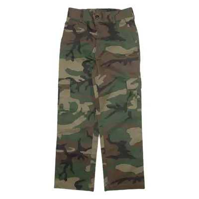 Camo Cargo Mens Trousers Green Regular Straight W27 L26