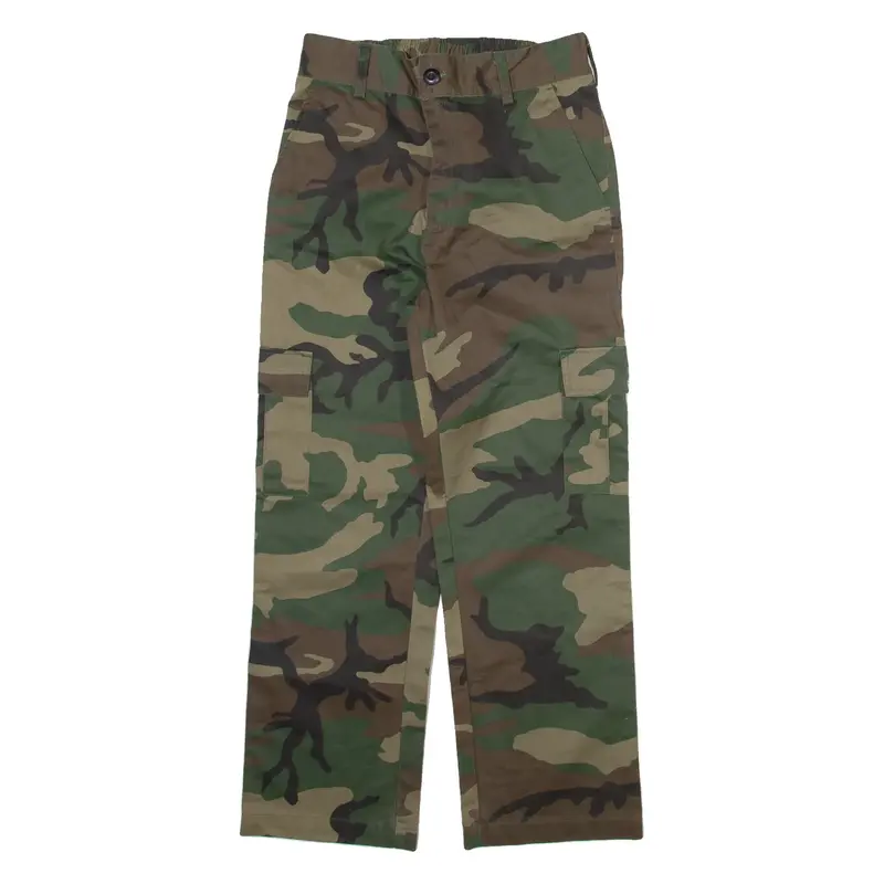 Camo Cargo Mens Trousers Green Regular Straight W27 L26
