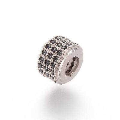 Brass Micro Pave Cubic Zirconia Beads