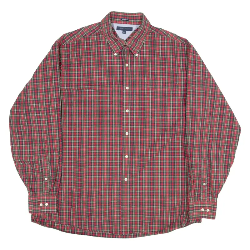 TOMMY HILFIGER Regular Fit Mens Shirt Red Check Long Sleeve XL